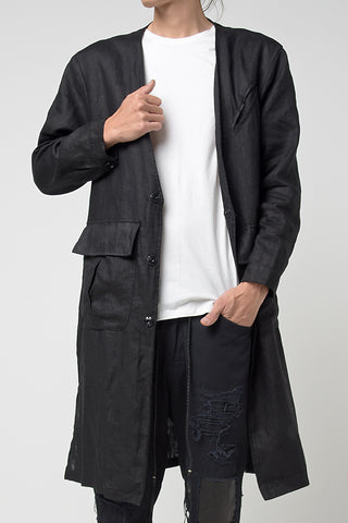 2301-JK06A Side Slit Linen Coat