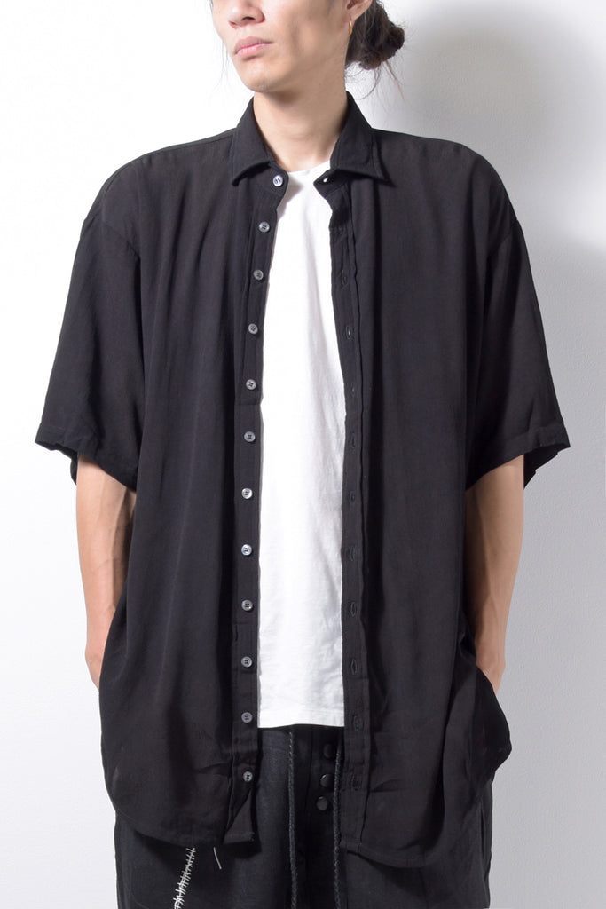 2201-SH04 Crepe Rayon Lazy Shirt Black