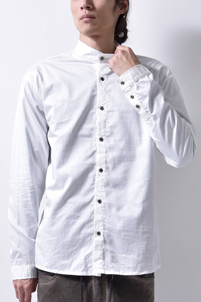 2102-SH05 Cotton Satin Stand Collar Shirt White | KMRii OFFICIAL 