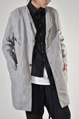 2001-JK02A No Collar Linen Coat Charcoal