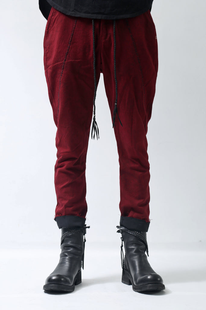 1902-PT03 Hand Stitch Layered Pants Red