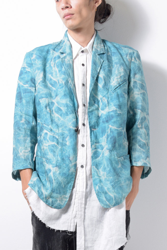 2201-JK04C Fractal Cropped Sleeve JKT Turquoise