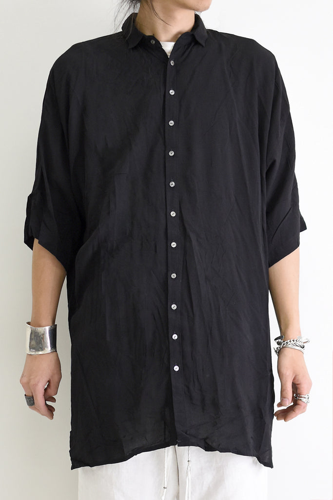 1901-SH03B Tesla Rayon Lazy Shirt Black