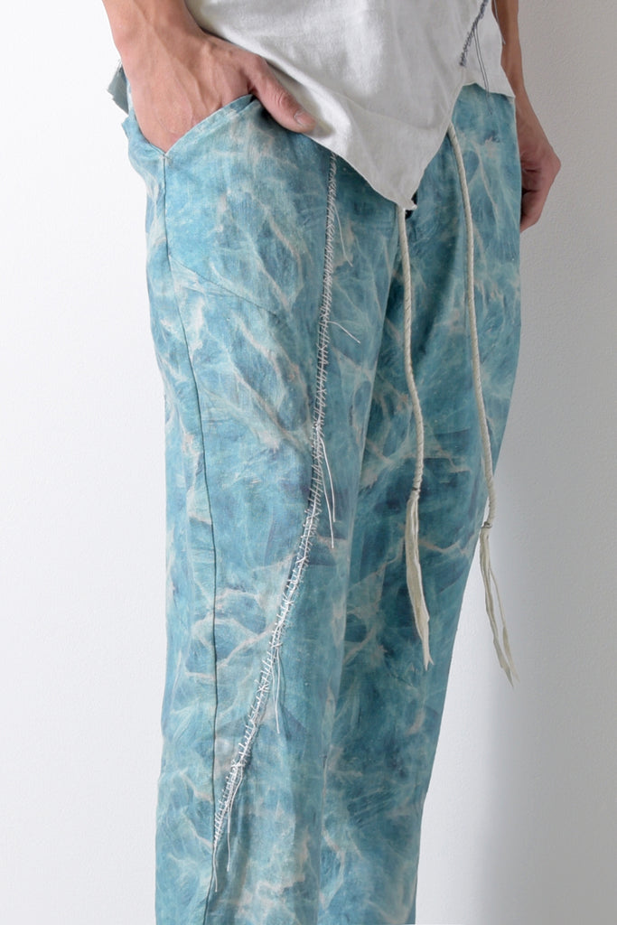 2201-PT01C Fractal Linen Layered Pants Turquoise