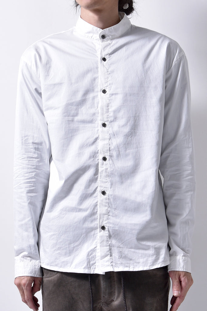 2102-SH05 Cotton Satin Stand Collar Shirt White