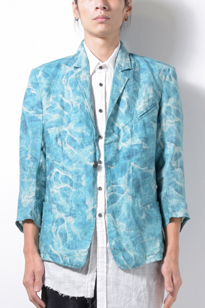 2201-JK04C Fractal Cropped Sleeve JKT Turquoise