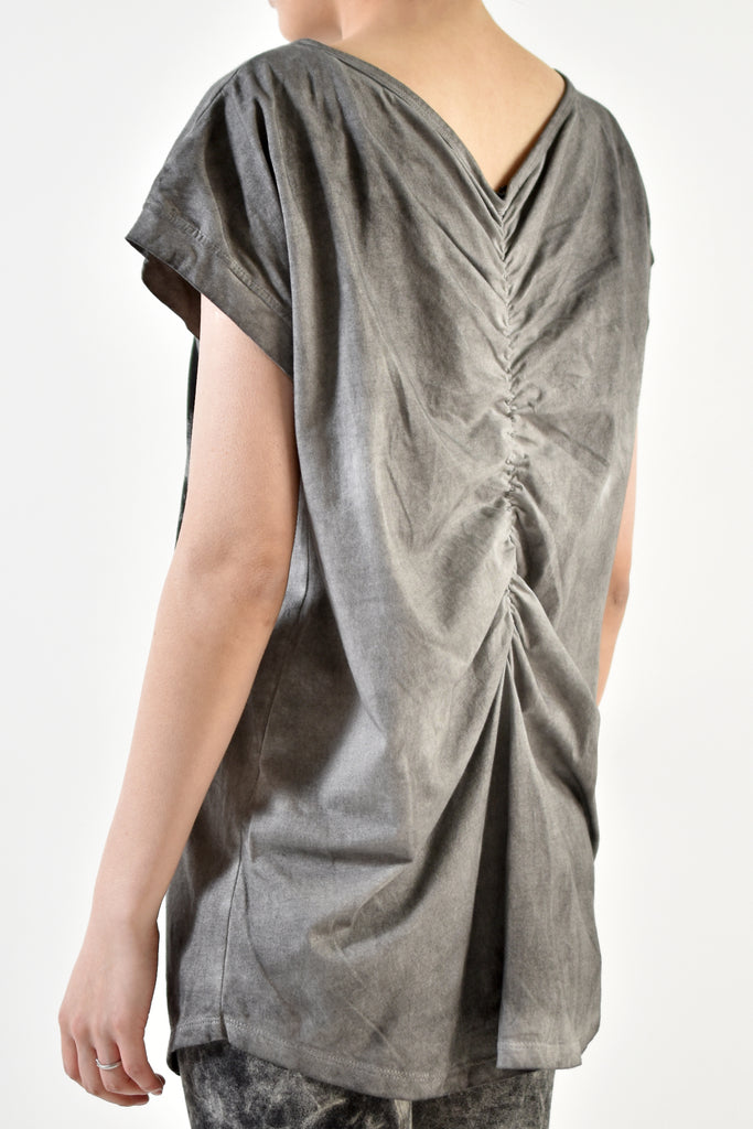 2001-CTL05A Daydream Back Shirring Top Charcoal