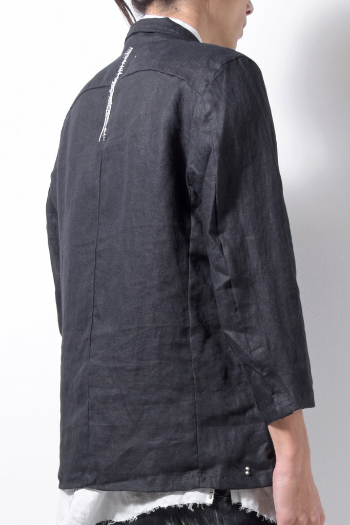2201-JK04A Back Stitch Cropped Sleeve JKT Black