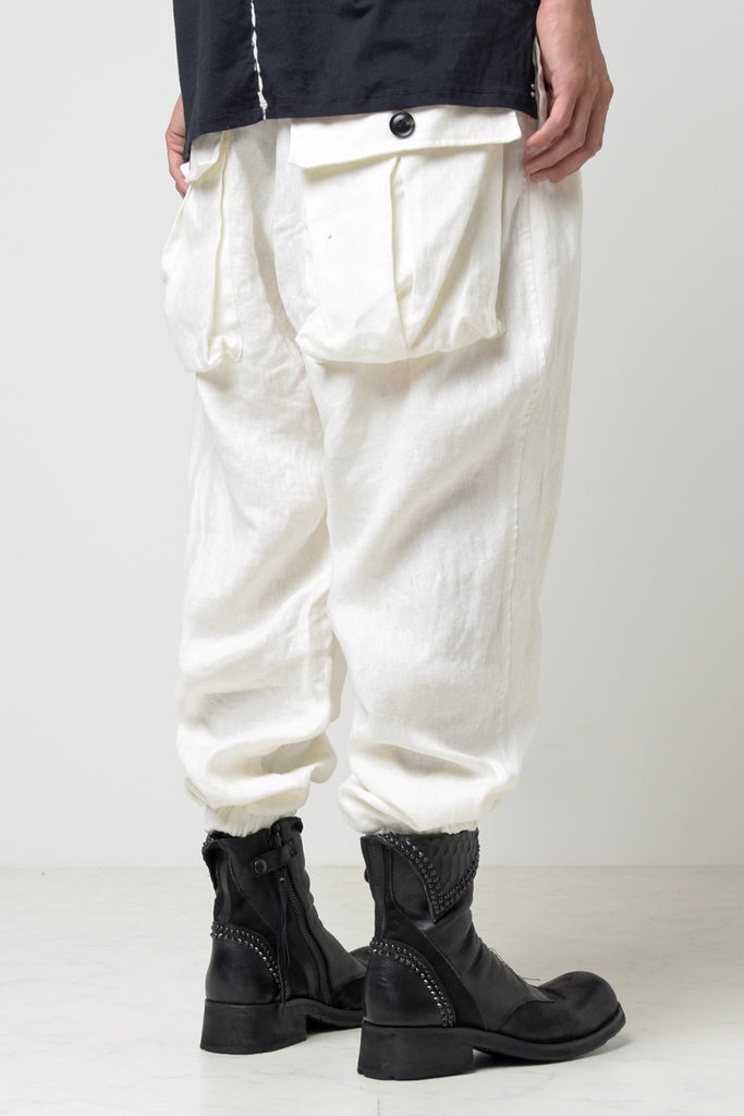 2301-PT03 Linen Lazy Pants White