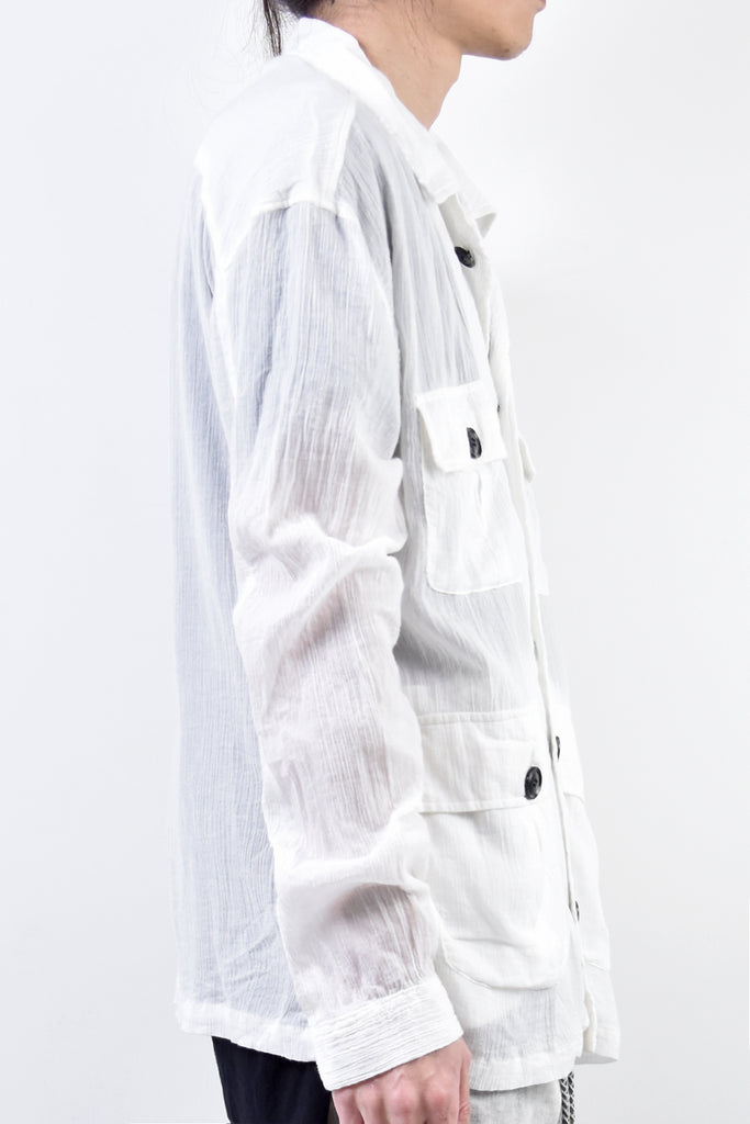 2101-SH01A/LS Crepe Cotton Field Shirt / LS White | KMRii OFFICIAL 