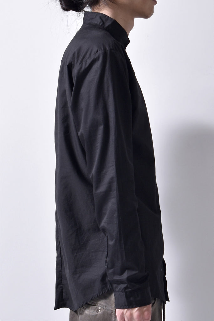 2102-SH05 Cotton Satin Stand Collar Shirt Black